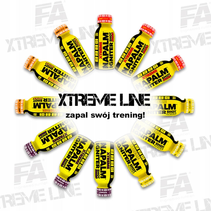 PRE-WORKOUT SHOT 12x 120ml MIX OF FLAVORS XTREME NAPALM JUICE CAFFEINE FA Packaging status original