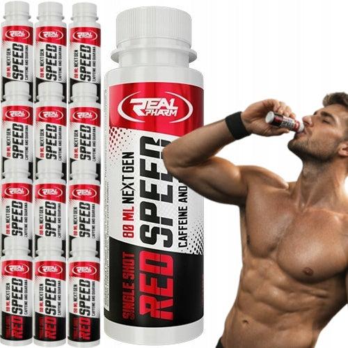 PRE-WORKOUT SHOT Real Pharm RED SPEED SHOT CAFFEINE GUARANA 80ml x12