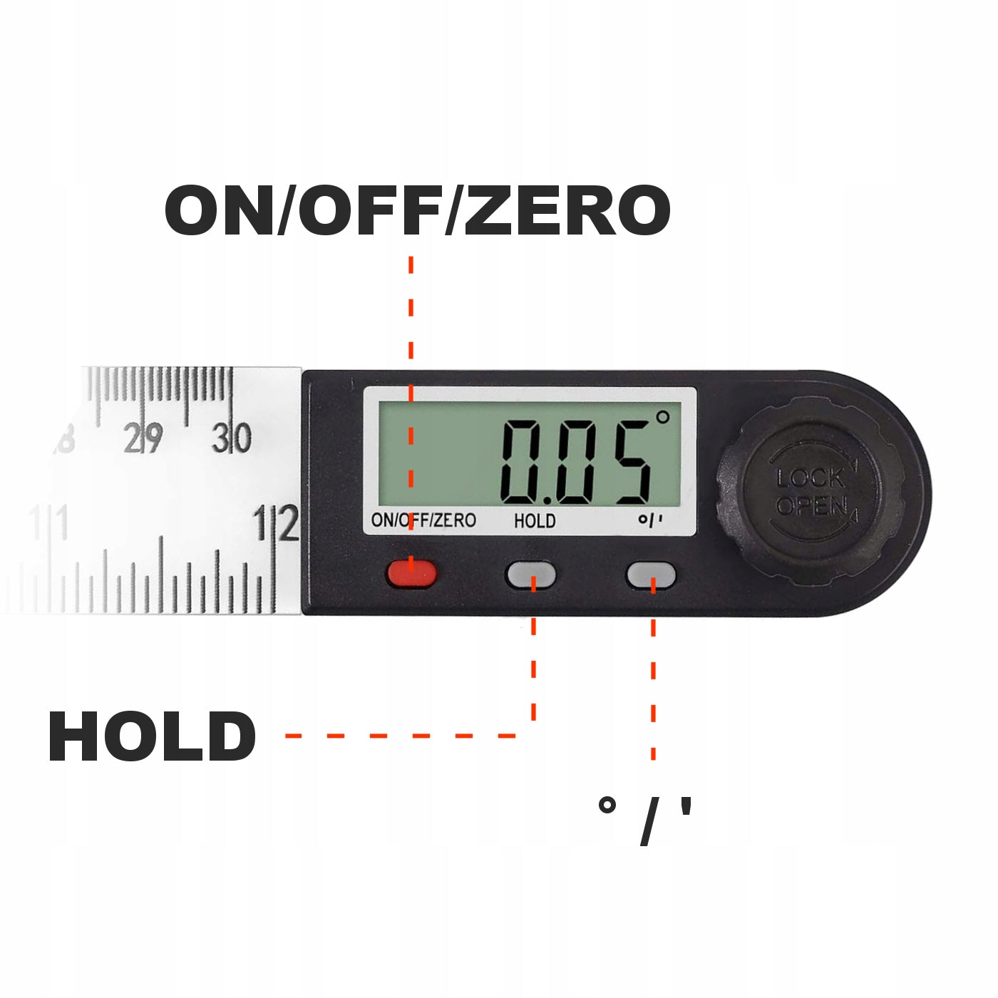PRECISION ELECTRONIC PROTRACTOR 2IN1 DIGITAL LCD SCREEN 360°LINE 300mm Packaging status original