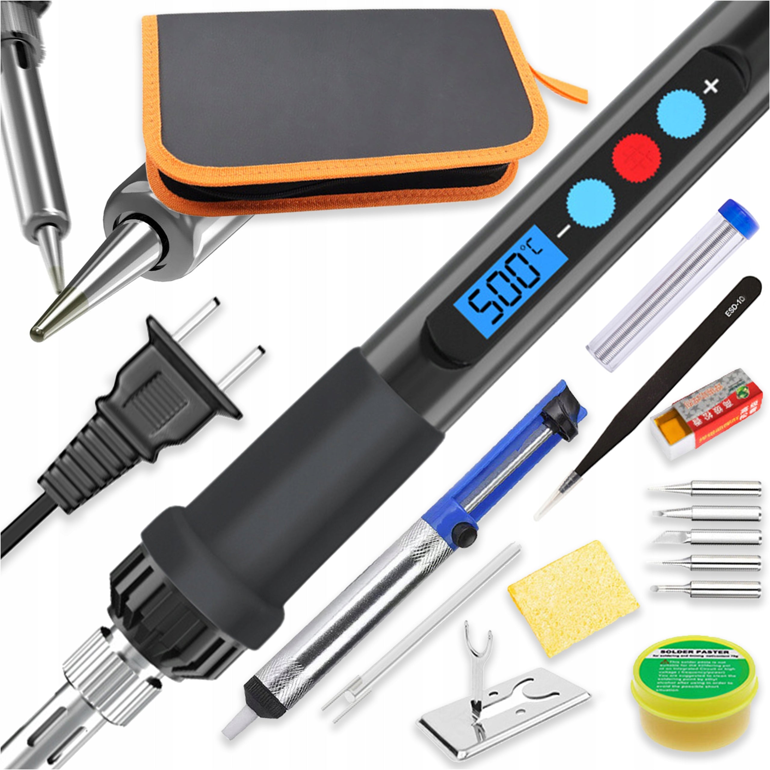 PRECISION RESISTANCE STOCK SOLDERING IRON WITH ADJUSTABLE + 60W CASE TIP ACCESSORIES