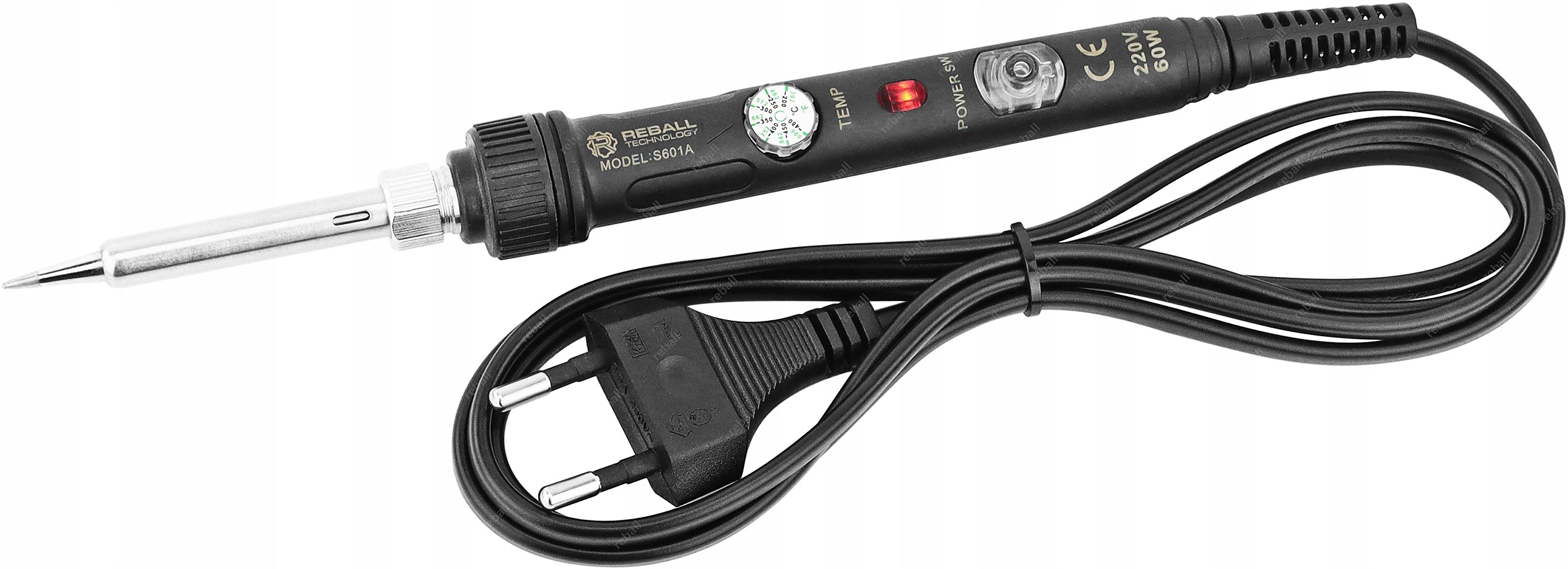 PRECISION SOLDERING IRON WITH TEMPERATURE CONTROL COMPANY REBALL S601A 60W 900M Batteries included no