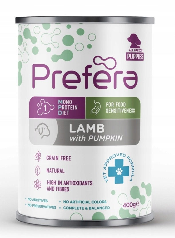 PREFERA PUPPY FOOD MONO 400G LAMB PUMPKIN Packaging status original