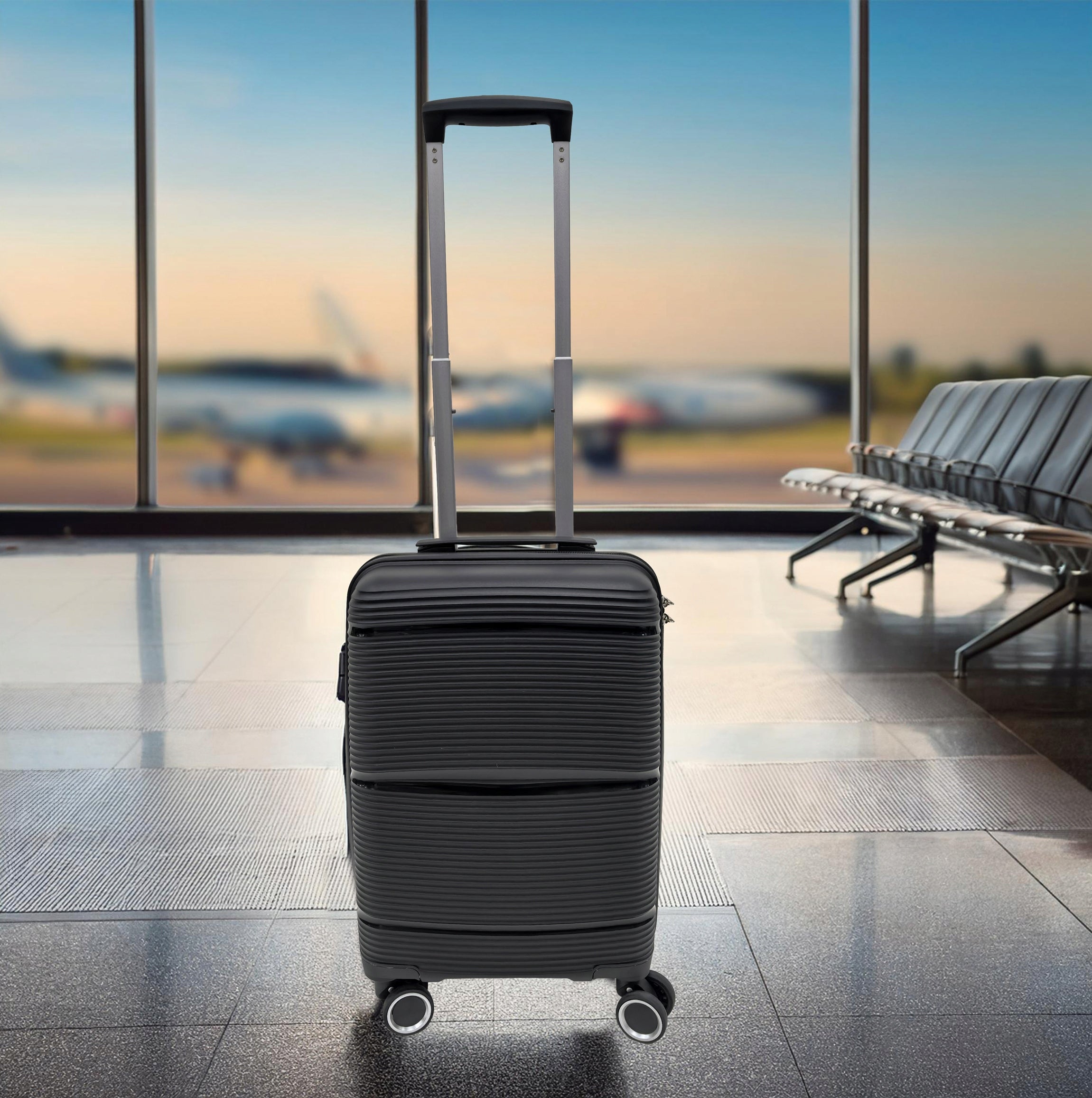 PREMIUM 18 TRAVEL CABIN SUITCASE ON WHEELS SUPER LIGHTWEIGHT RYANAIR WizzAir Depth (shorter edge) 20 cm