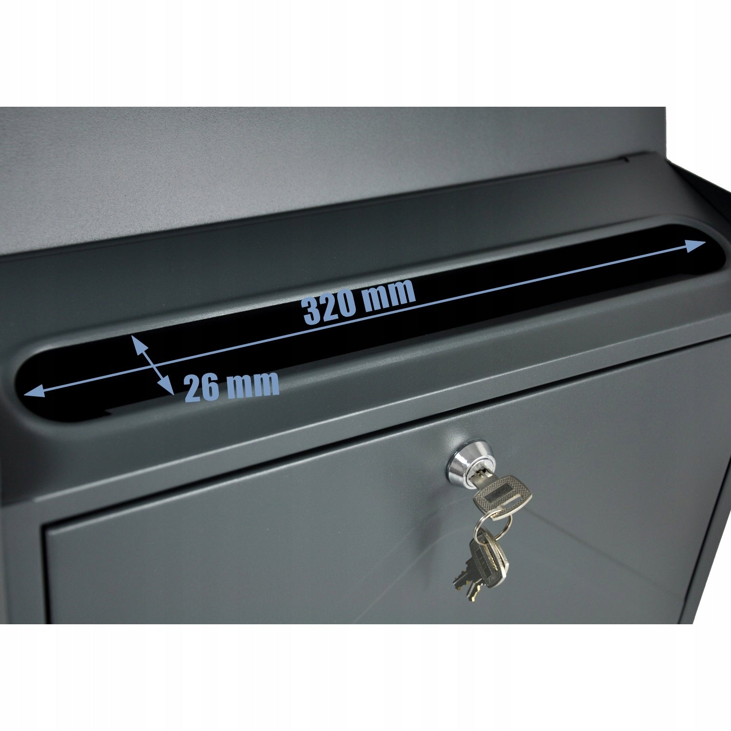 PREMIUM ANTHRACITE MATTE LETTER BOX LARGE C4 + 3 KEYS, SCREWS Box type european mailbox with a newspaper holder