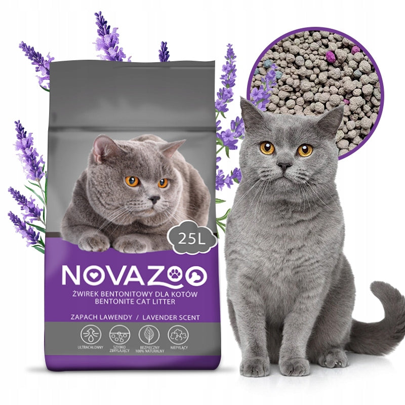 PREMIUM BENTONITE LITTER 25L LAVENDER CLUMPING DUST-FREE NATURAL