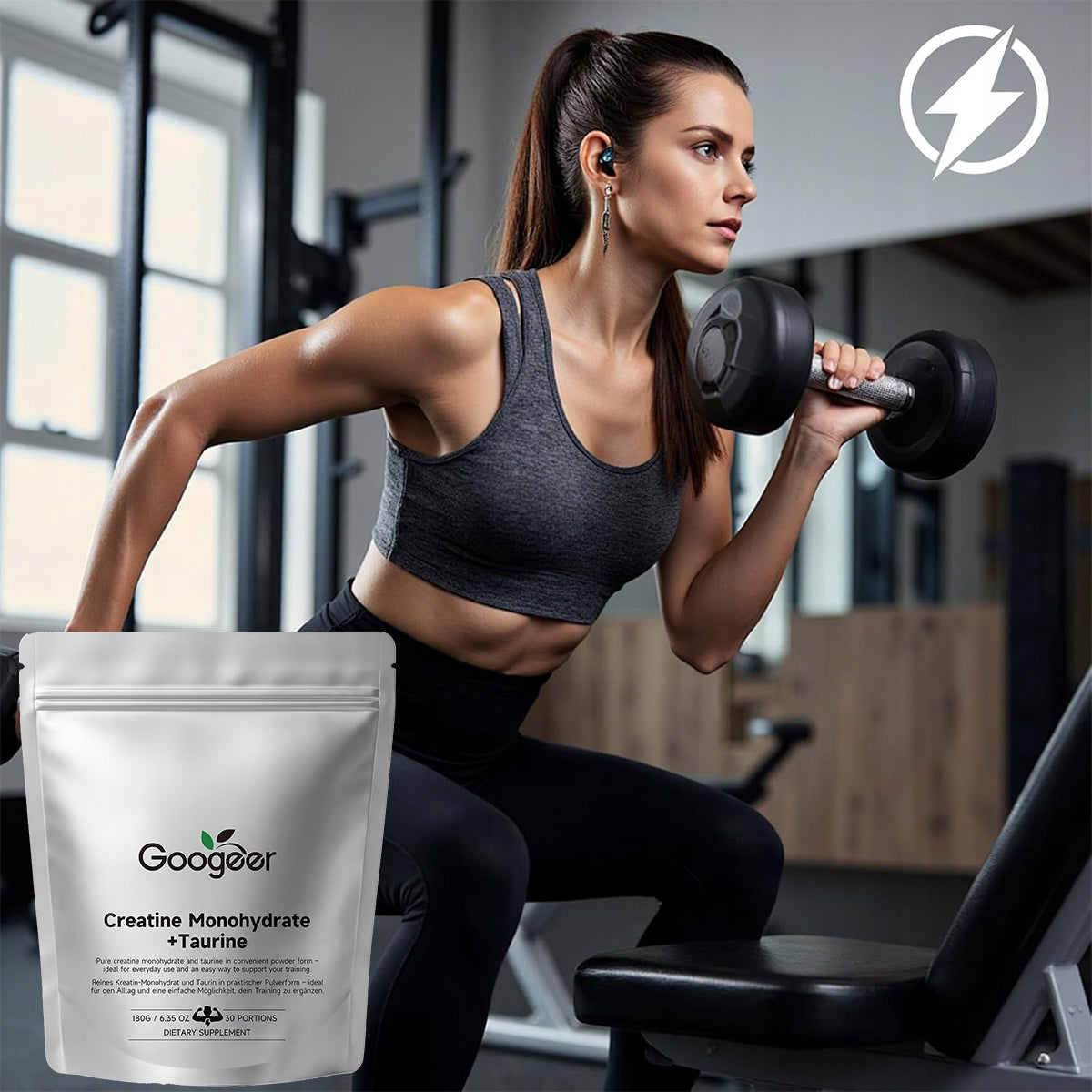PREMIUM CREATINE - 180 G CREATINE MONOHYDRATE - NATURAL Packaging status original