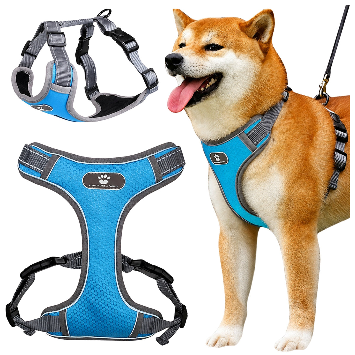 PREMIUM DOG HARNESS ROS. XL FOR BIG DOG REFLECTIVE VEST HARNESS