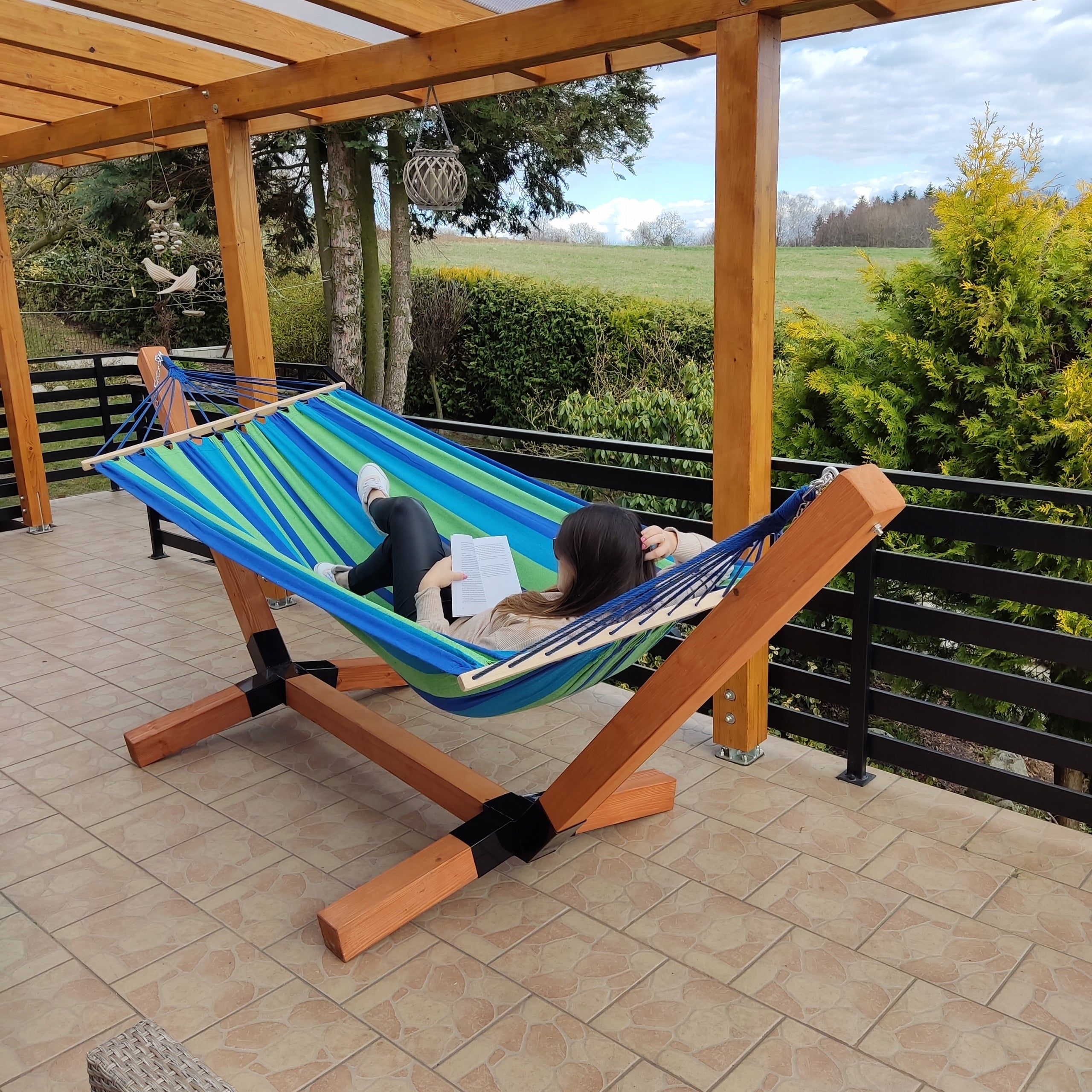 PREMIUM FRAME 3 PERSONS + HAMMOCK XXL SET 350KG FOR GARDEN Color other