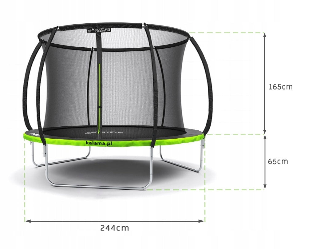 PREMIUM HOME GARDEN TRAMPOLINE FOR KIDS REINFORCED STABLE 8FT-244CM Kind with net