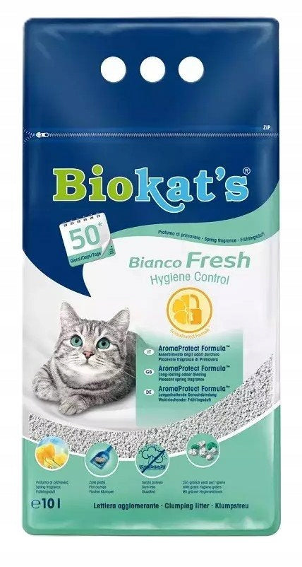 PREMIUM LITTER | BIOKAT'S BIANCO FRESH HYGIENE CONTROL bentonite 10L