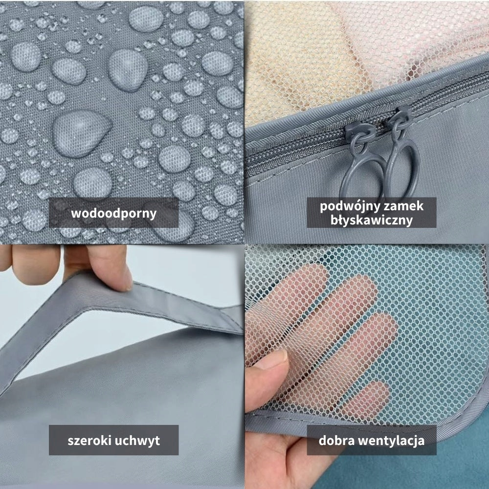 PREMIUM PRACTICAL SET OF 9x TRAVEL ORGANIZERS FOR WARDROBE BAG SUITCASE Color gray