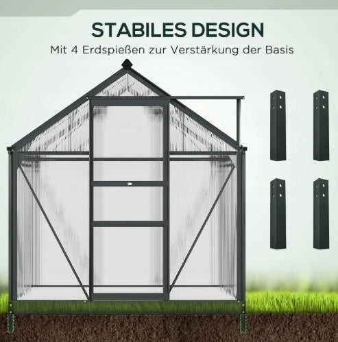 PREMIUM QUALITY POLYCARBONATE GREENHOUSE MADE OF POLYCARBONATE ANTHRACITE + FREEBIE Manufacturer code SZKLARNIA NOWOCZESNA KLAPA DACHOWA SZARA