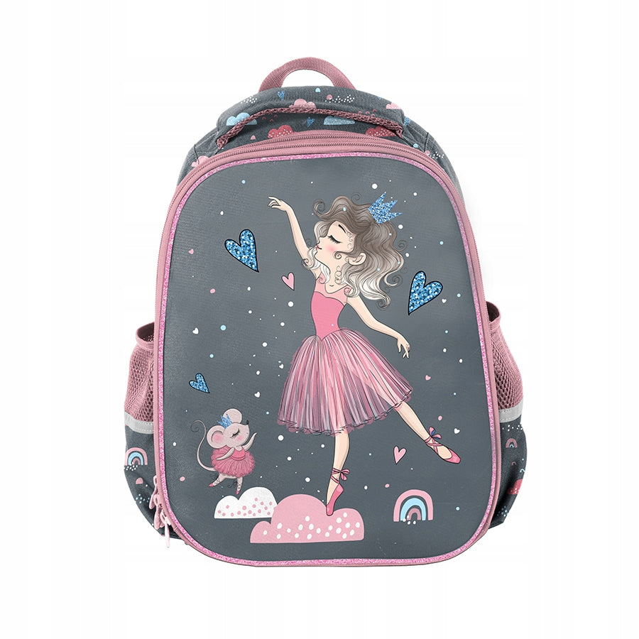 PREMIUM SCHOOL BACKPACK PASO BALLERINA FOR GIRLS ELEMENTARY SCHOOL GREY