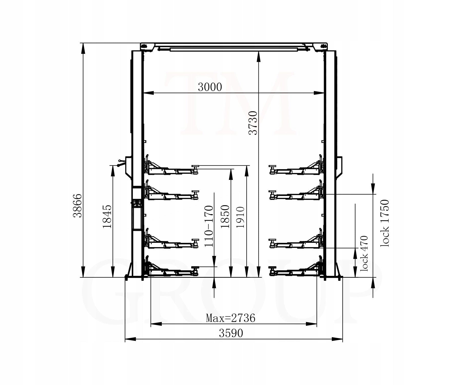 PREMIUM TWO-COLUMN LIFT COMBINED WITH SEMI-AUTOMATIC TOP 230V 4,5T Manufacturer code VC4500MS-230