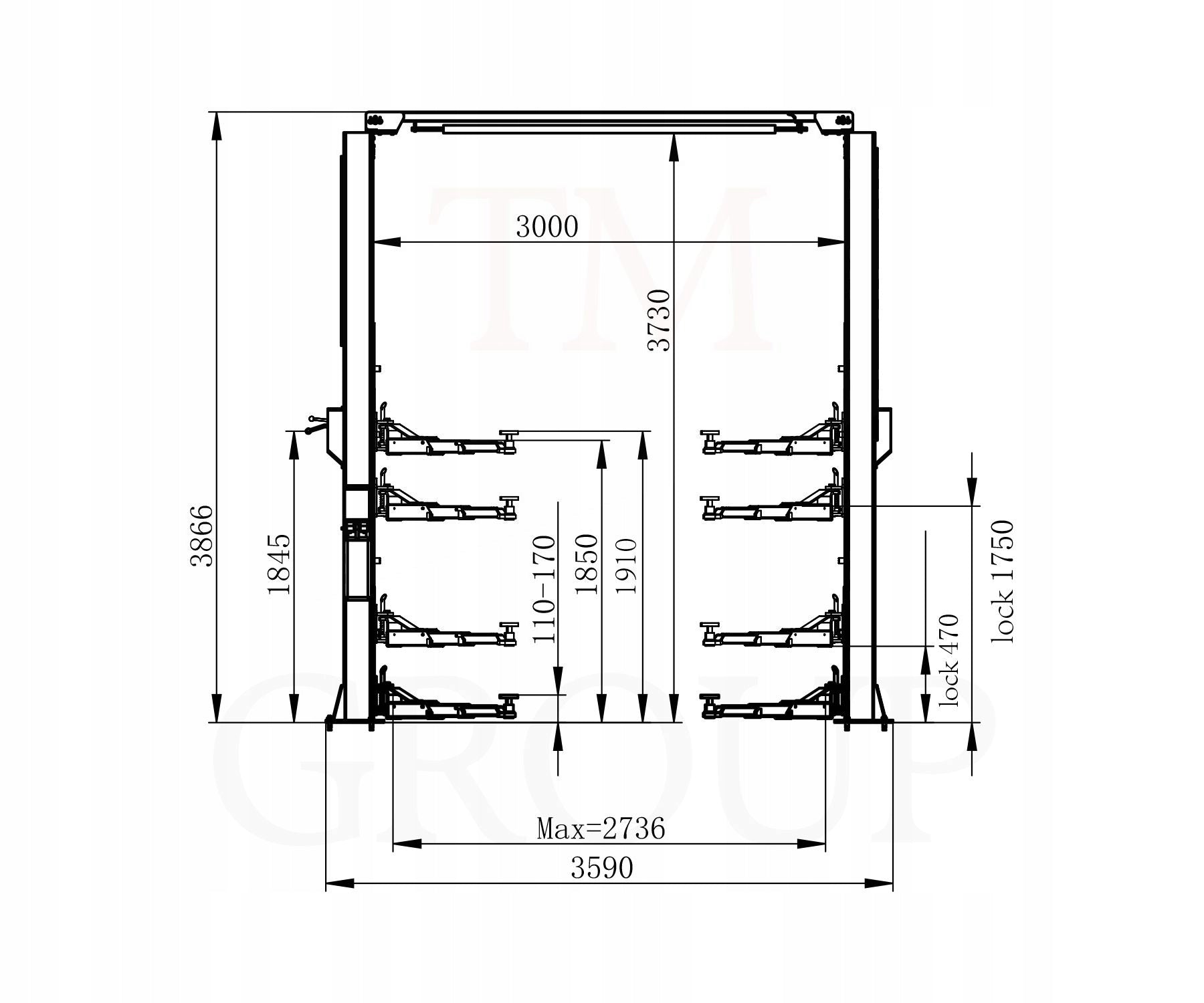 PREMIUM TWO-COLUMN LIFT COMBINED WITH SEMI-AUTOMATIC TOP 400V 4,5T Manufacturer code VC4500MS
