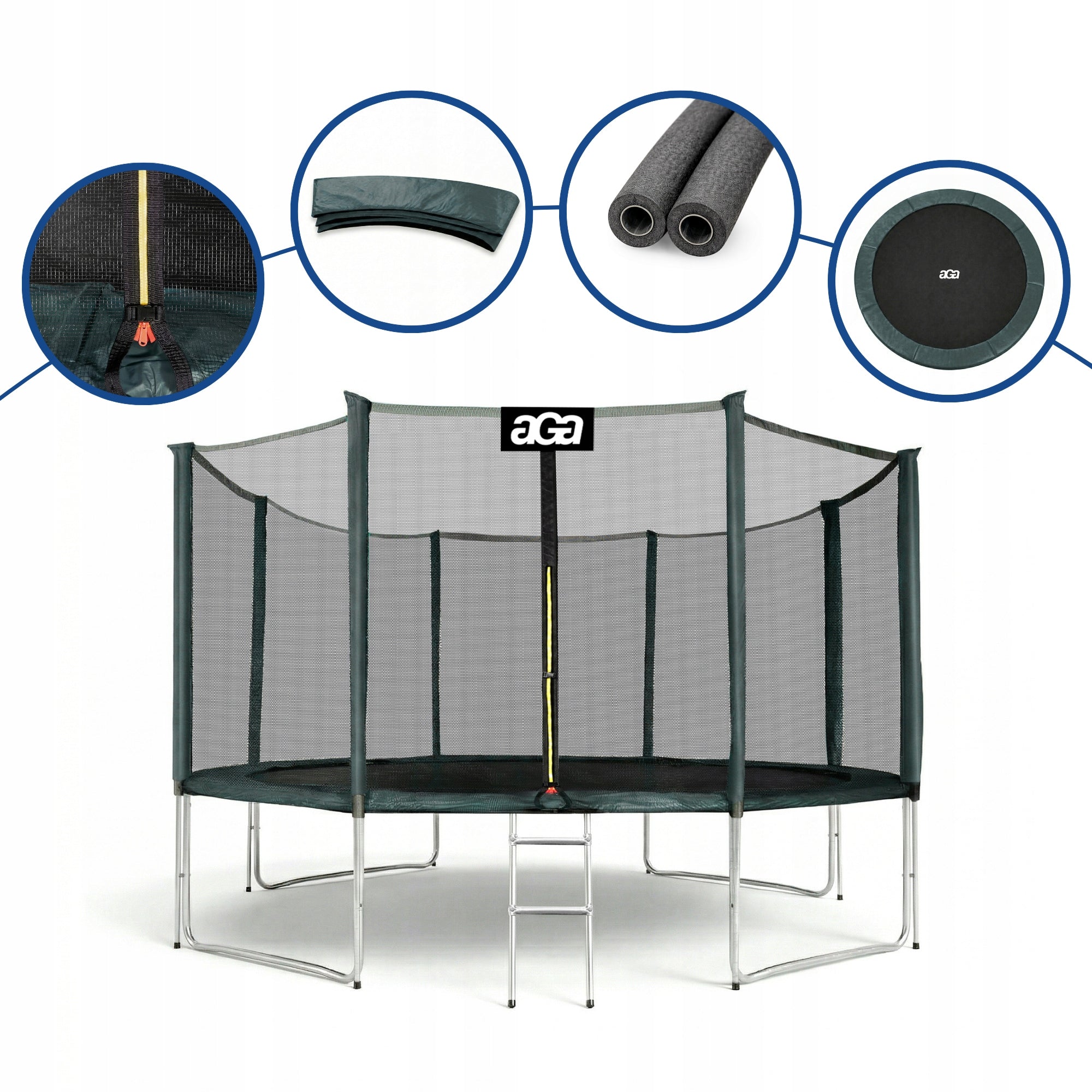 PREMIUM Trampoline SPORT PRO 366 cm 12 ft Aga Green DG MAX Safety Height from ground level 76 cm