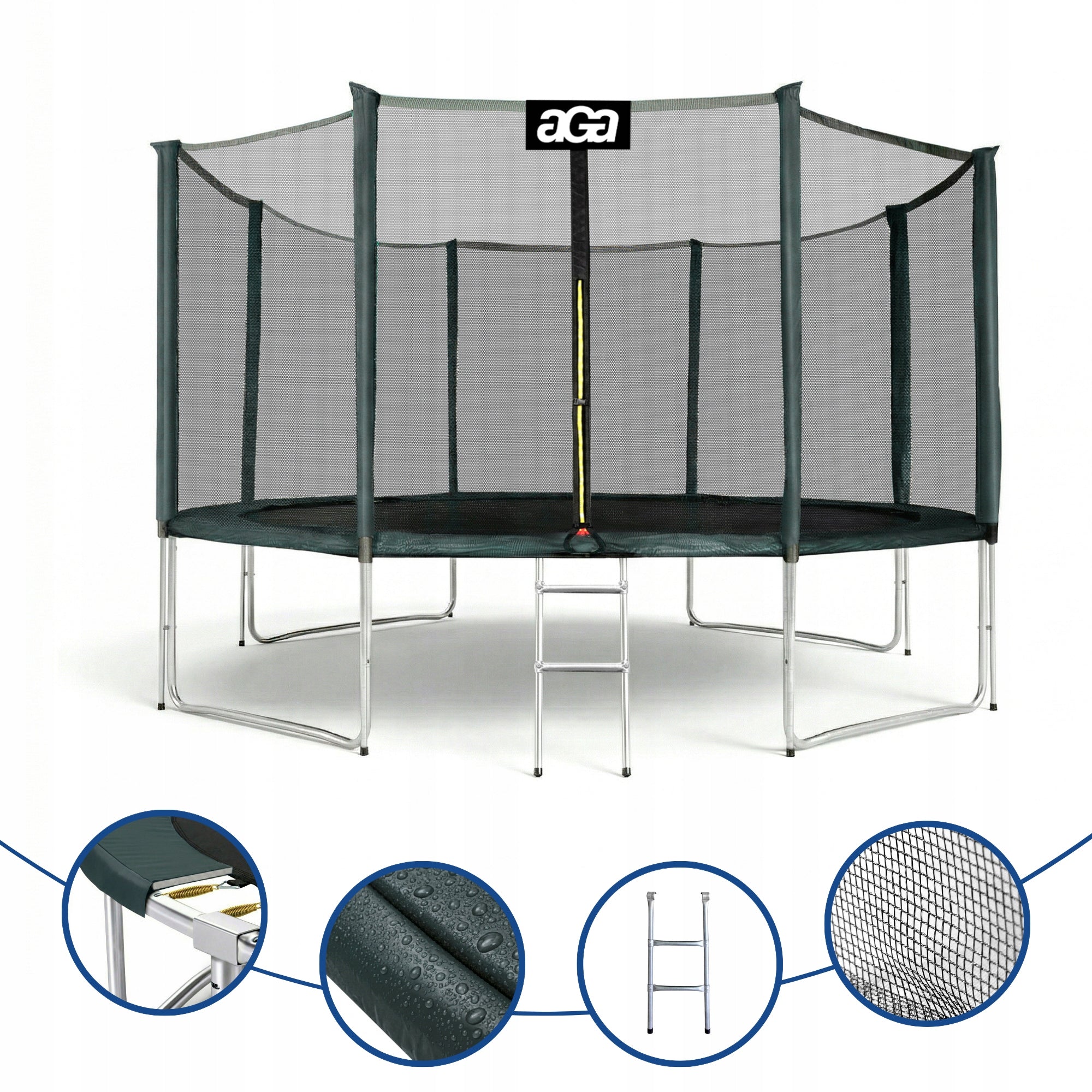 PREMIUM Trampoline SPORT PRO 366 cm 12 ft Aga Green DG MAX Safety Total height 241 cm