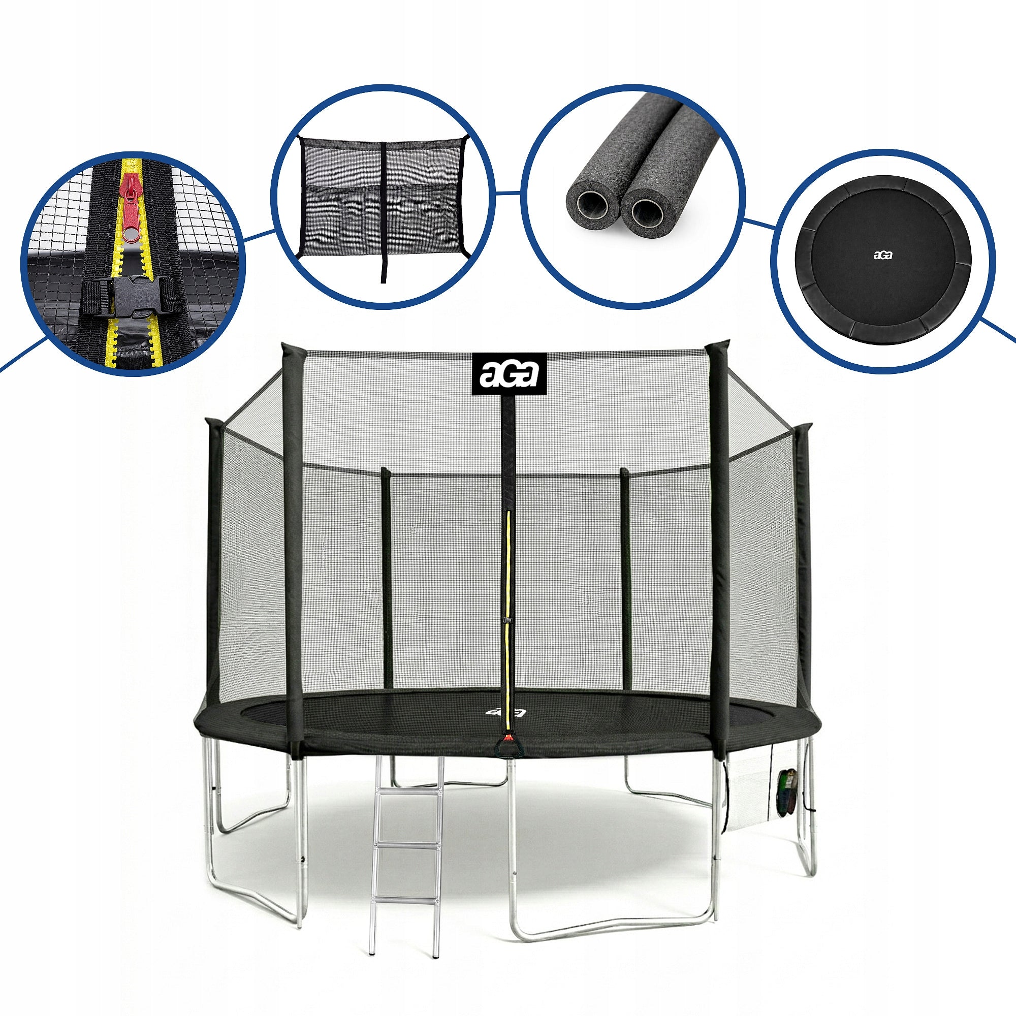 PREMIUM Trampoline SPORT PRO 430 cm 14 ft. Aga Black MAX Safety Total height 265 cm