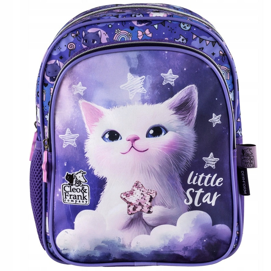 PRESCHOOL BACKPACK FOR GIRLS PURPLE CAT KITTEN WITH CAT Packaging status original