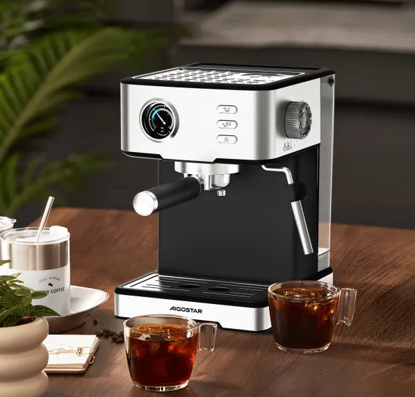 PRESSURE COFFEE MAKER 1400W FLASK 20 BAR 1,7 L STEEL AIGOSTAR Manufacturer code B30203AAAN