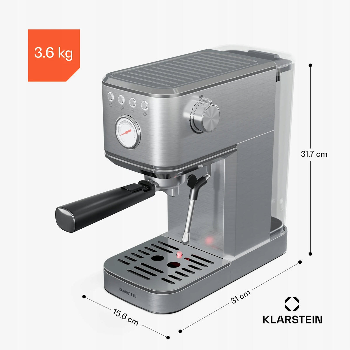PRESSURE COFFEE MAKER FLASK KLARSTEIN 20BAR 1350W FROTHER Manufacturer code 10046327