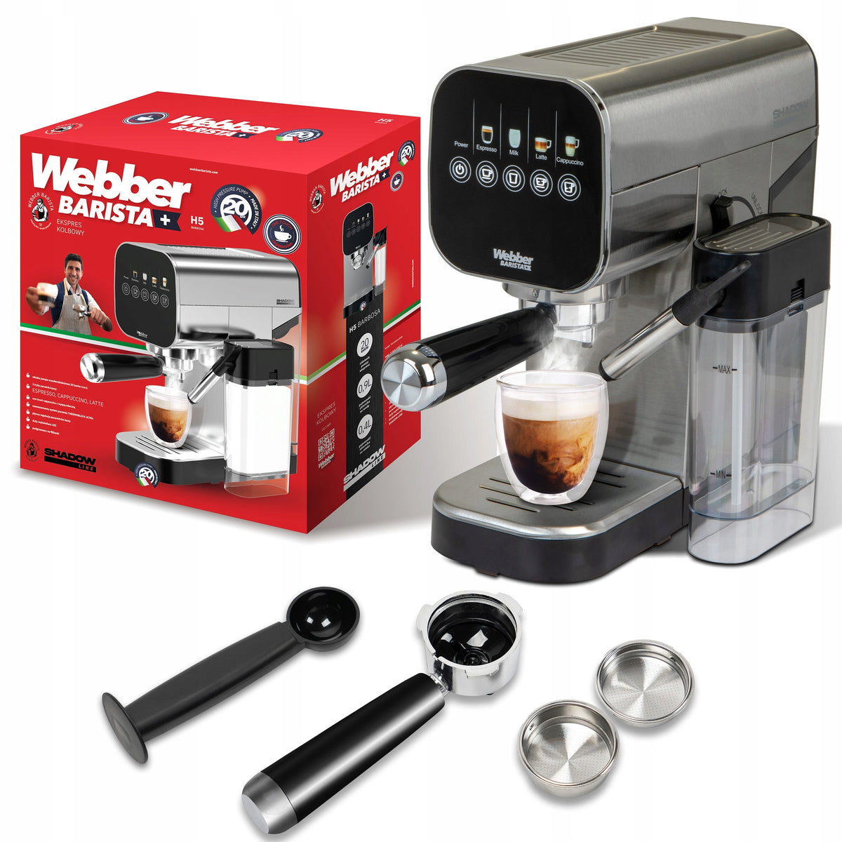 PRESSURE COFFEE MAKER SEMI-AUTOMATIC FLASK WEBBER 20 BAR H5