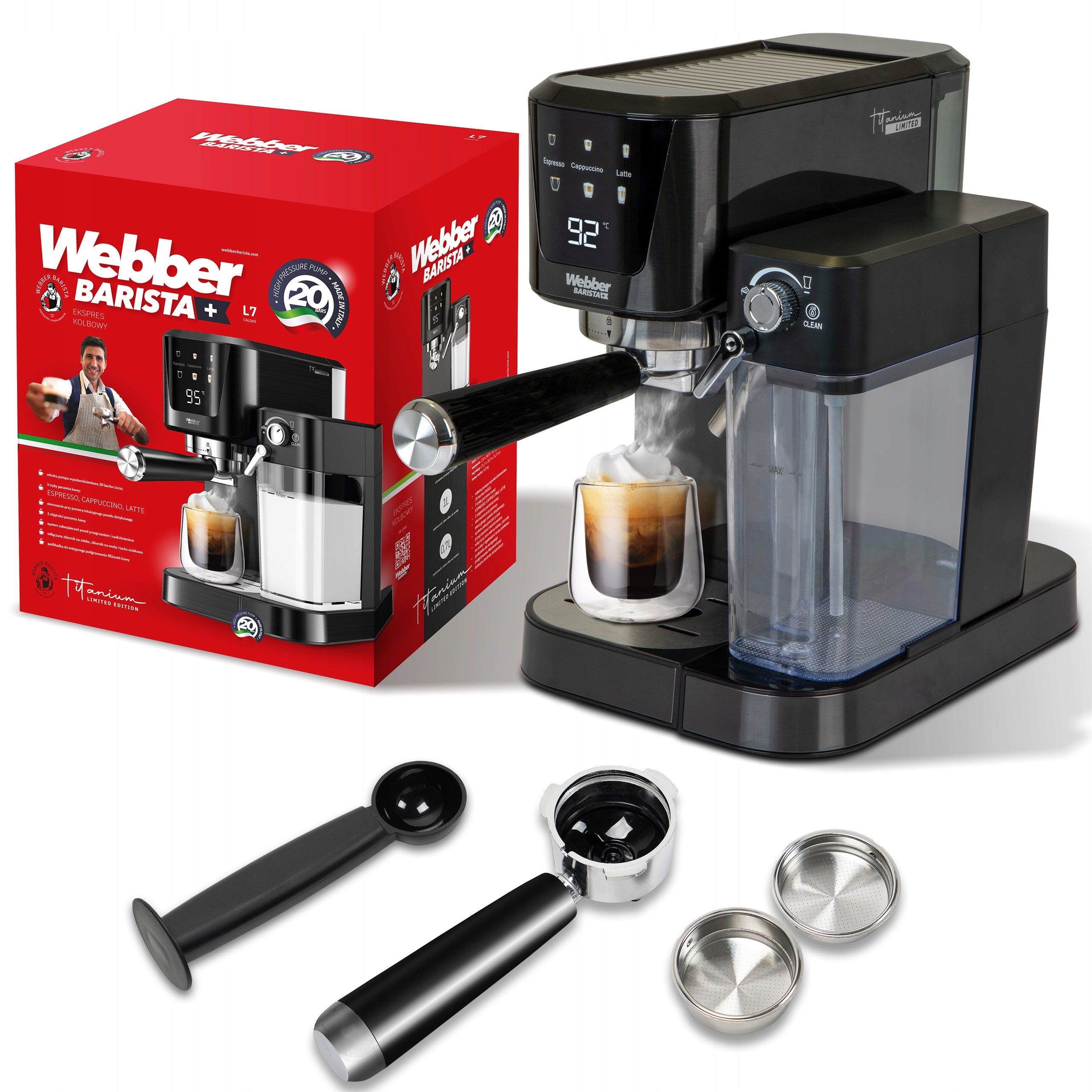 PRESSURE COFFEE MAKER SEMI-AUTOMATIC FLASK WEBBER 20 BAR L7