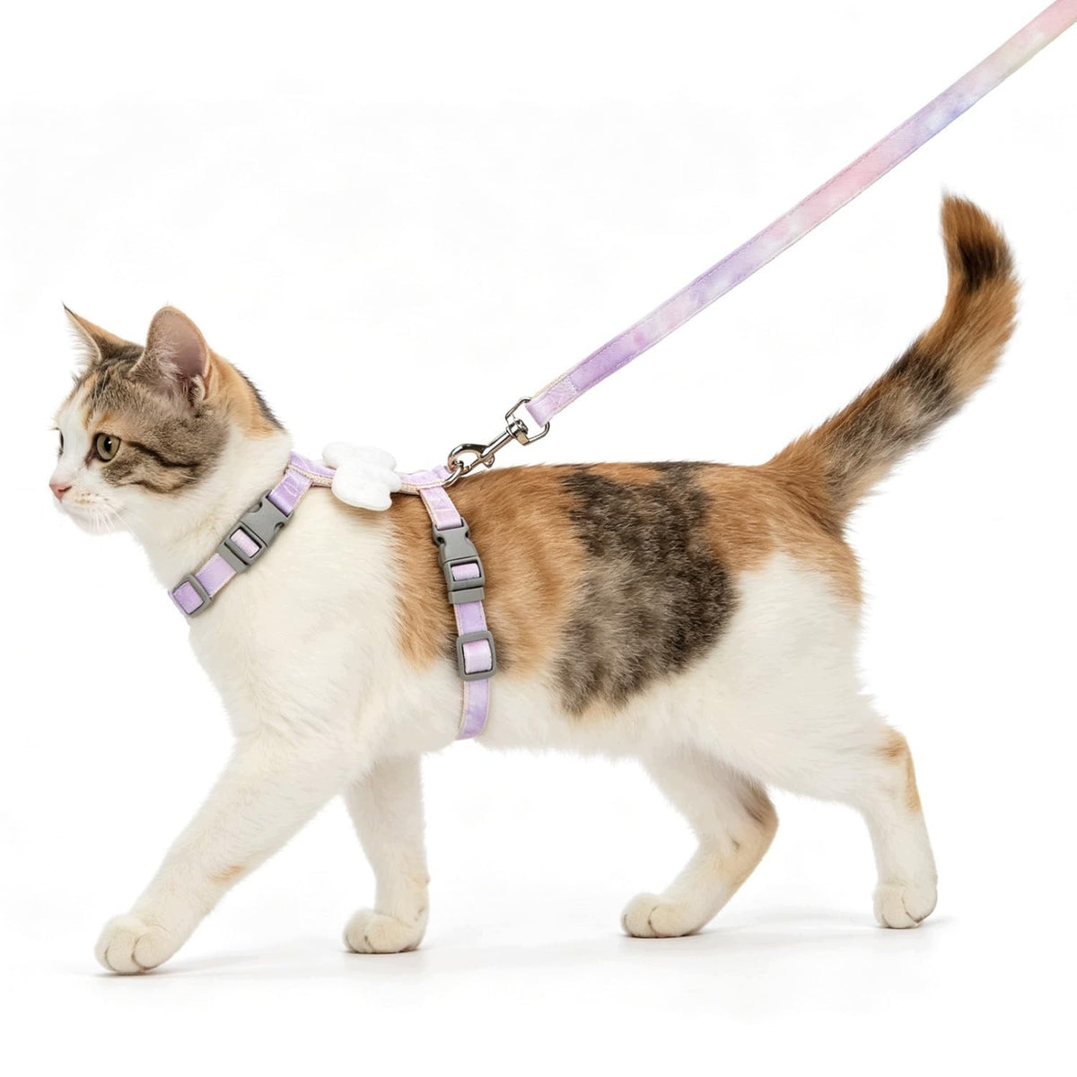 PRESSURE-FREE ADJUSTABLE CAT HARNESS WITH ANGEL WING LEASH