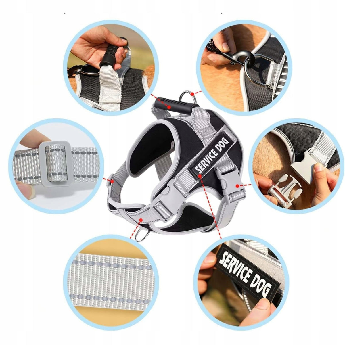 PRESSURE-FREE ADJUSTABLE REFLECTIVE BREATHABLE DOG HARNESS L 23-30kg Packaging status original