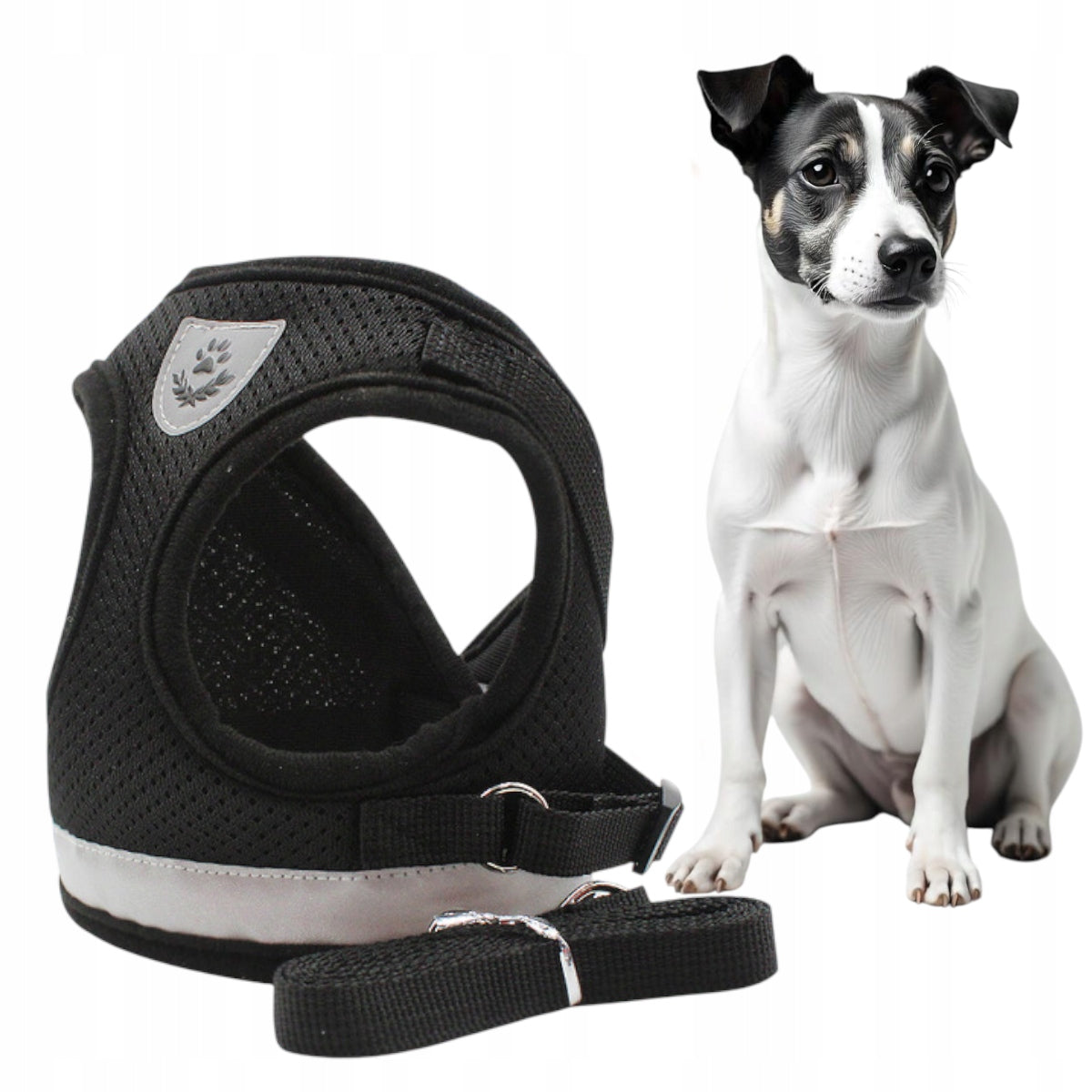 PRESSURE-FREE BREATHABLE HARNESS WITH CAT DOG LEASH SIZE L REFLECTIVE