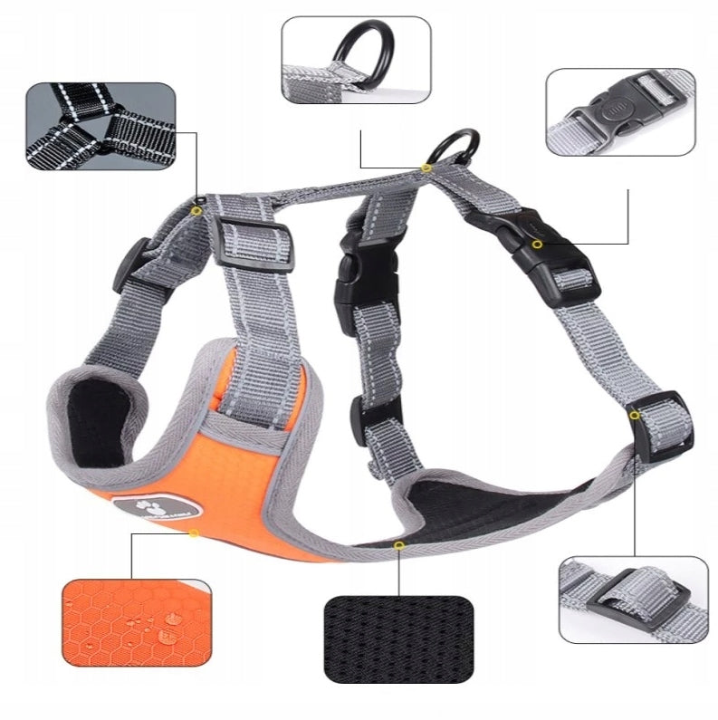 PRESSURE-FREE DOG HARNESS STRONG ADJUSTABLE REFLECTIVE WITH ADJUSTABLE GUARD L Brand ZWIERZOPASJA