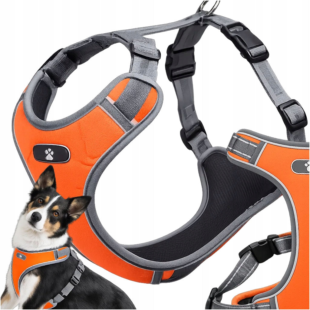 PRESSURE-FREE DOG HARNESS STRONG ADJUSTABLE REFLECTIVE WITH GUARD XL ADJUSTMENT