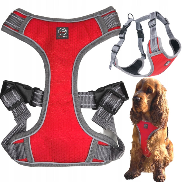 PRESSURE-FREE DOG HARNESS STRONG DURABLE GUARD SOLID red M