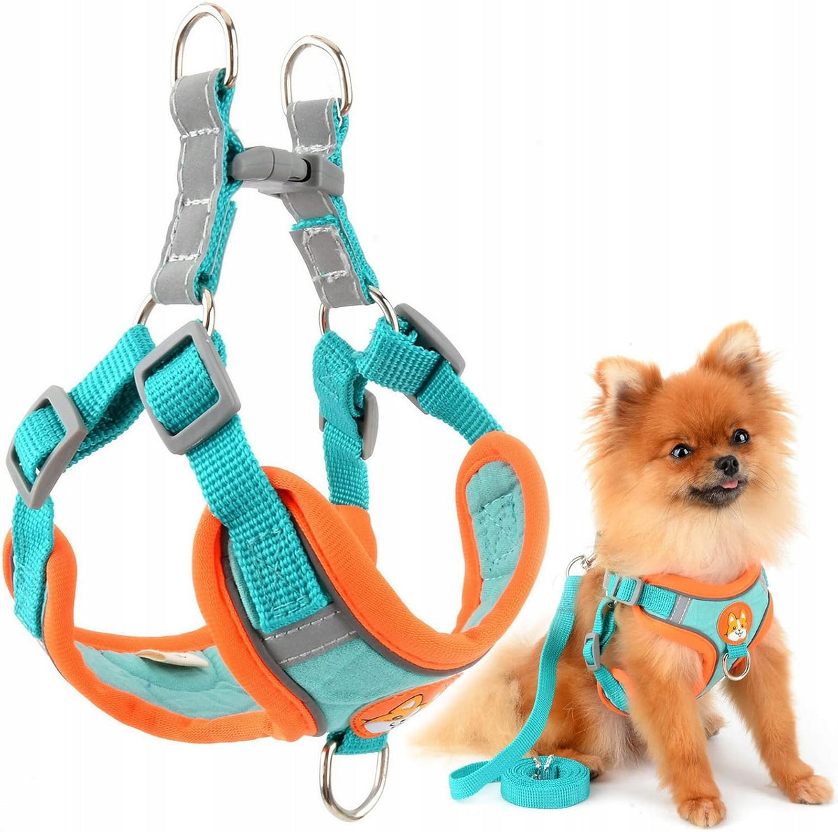 PRESSURE-FREE DOG HARNESS WALKING COMFORTABLE L + LEASH SET Packaging status original