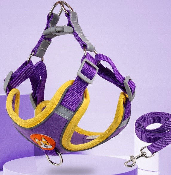 PRESSURE-FREE DOG HARNESS WALKING COMFORTABLE M + LEASH SET Manufacturer code Szelki Fioletowe Dla Kota lub psa M