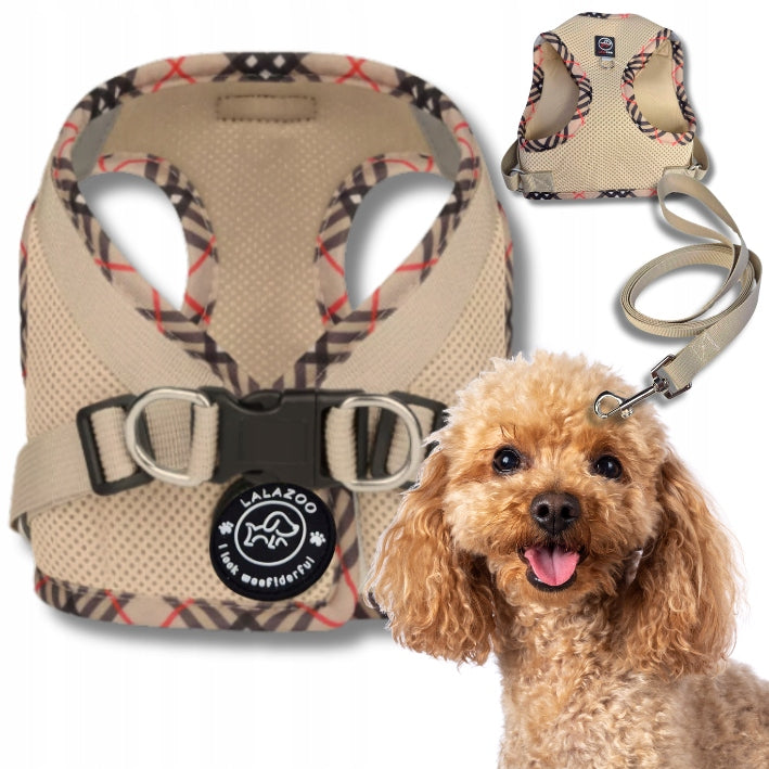 PRESSURE-FREE HARNESS FOR SMALL breathable BENXI + LANYARD beige M
