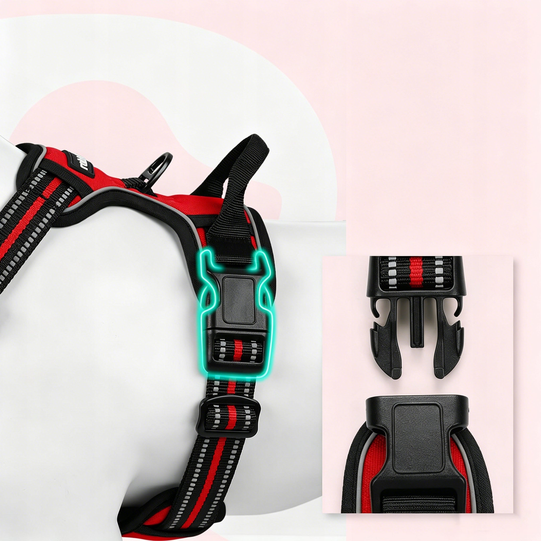 PRESSURE-FREE HARNESS for big dog red XL 75-95cm Shepherd Type adjustable