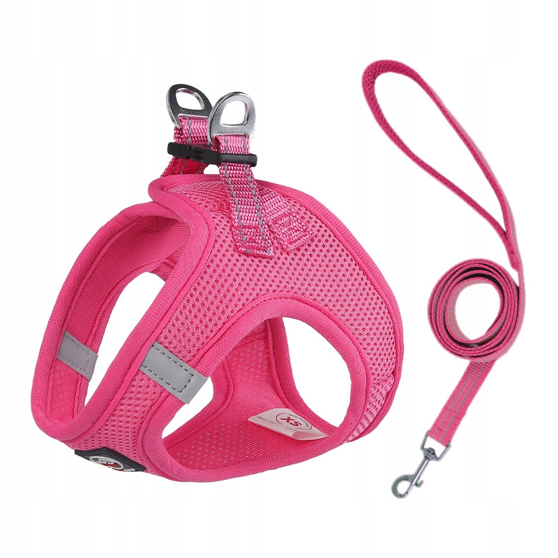 PRESSURE-FREE HARNESS for dog breathable micro breed MIAMI + LANYARD pink XS EAN (GTIN) 5906555652495