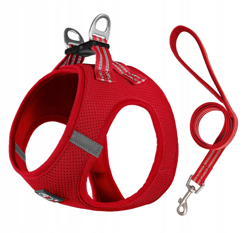 PRESSURE-FREE HARNESS for dog breathable micro breed MIAMI+LEASH red XXXS Manufacturer code 5903857444322