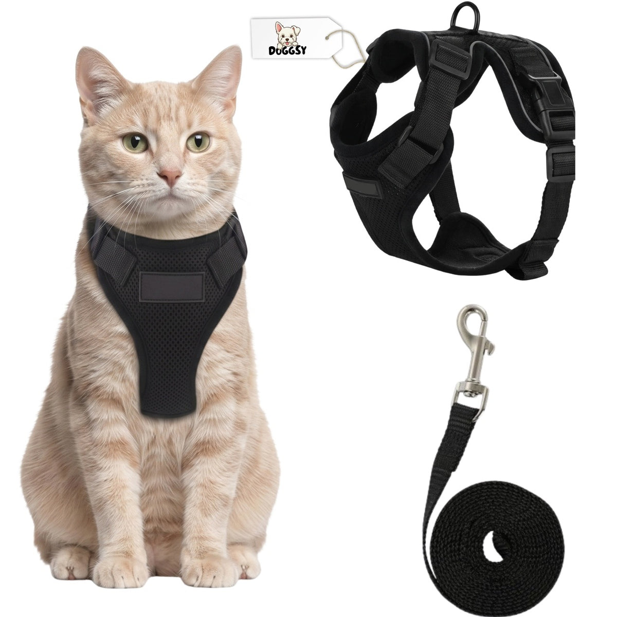 PRESSURE-FREE WALKING HARNESS ADJUSTABLE FOR CAT PROFESSIONAL + LEASH XS