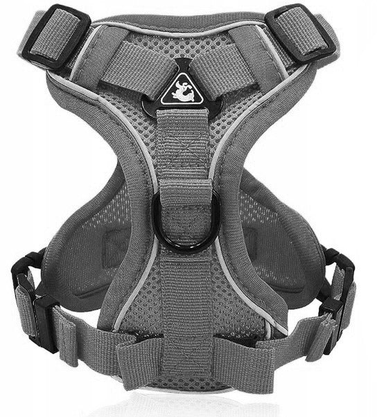 PRESSURE-FREE WALKING HARNESS ADJUSTABLE GUARD TYPE FOR DOG GREY r. L