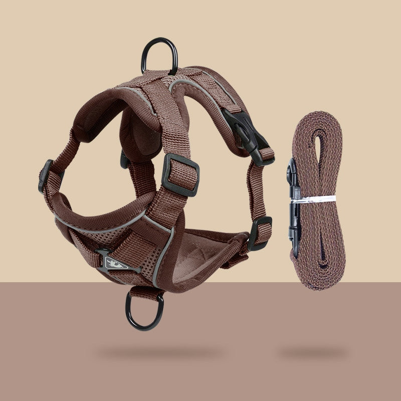 PRESSURE-FREE WALKING HARNESS ADJUSTABLE GUARD TYPE FOR DOG + LEASH r. M Manufacturer code SZL.K.DG.G.BR.M