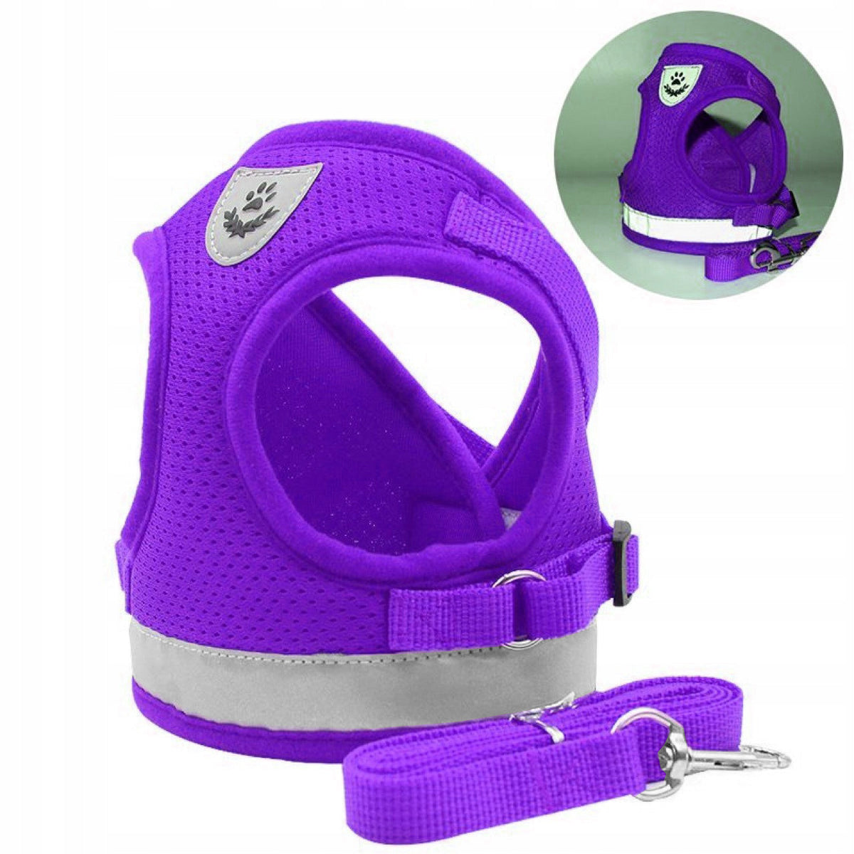 PRESSURE-FREE WALKING HARNESS ADJUSTABLE REFLECTIVE FOR CAT + LEASH SIZE XS Brand Reverse