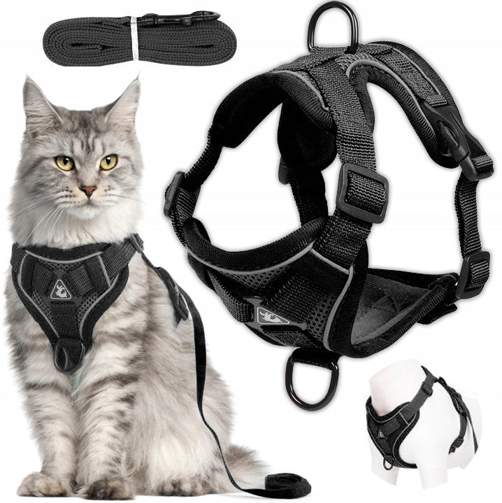 PRESSURE-FREE WALKING HARNESS ADJUSTABLE TYPE GUARD FOR CAT + LEASH r. M