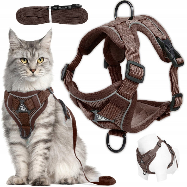 PRESSURE-FREE WALKING HARNESS ADJUSTABLE TYPE GUARD FOR CAT + LEASH r. S