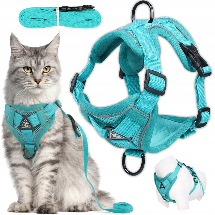 PRESSURE-FREE WALKING HARNESS ADJUSTABLE TYPE GUARD FOR CAT + LEASH r. XL