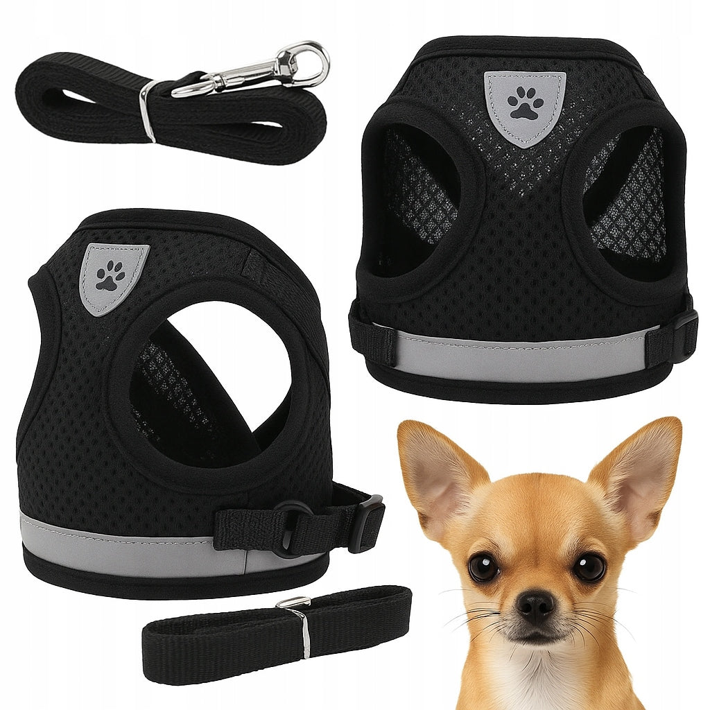 PRESSURE-FREE WALKING HARNESS FOR CAT DOG COMFORTABLE BREATHABLE + LEASH M