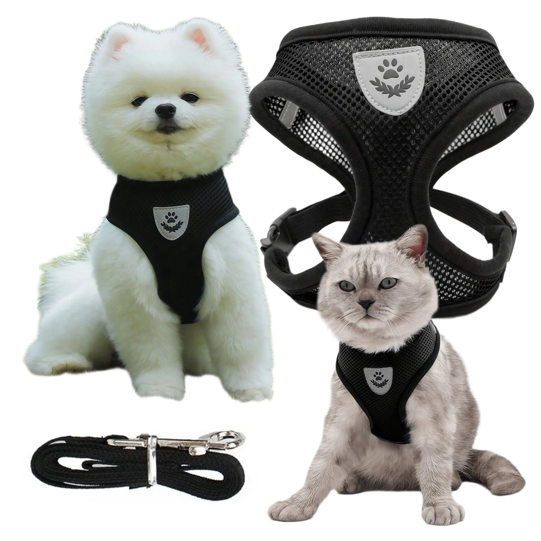 PRESSURE-FREE WALKING HARNESS FOR CAT DOG L BREATHABLE COMFORTABLE WITH LEASH Packaging status original