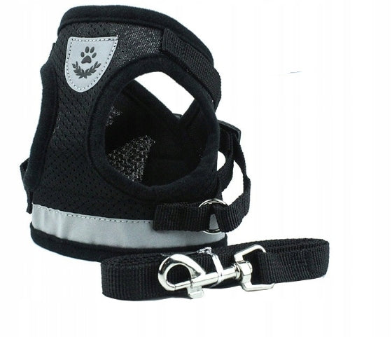 PRESSURE-FREE WALKING HARNESS FOR CAT + LEASH ADJUSTABLE REFLECTIVE SIZE M