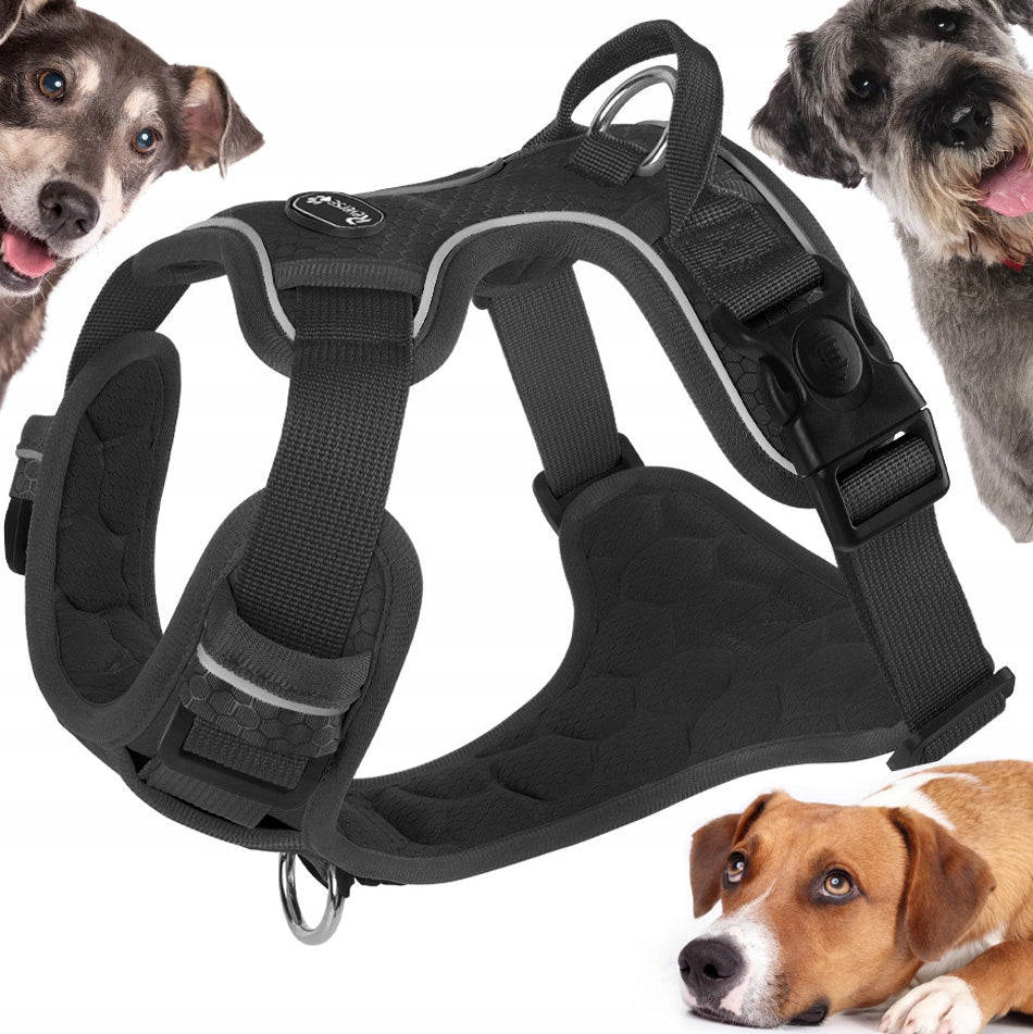 PRESSURE-FREE WALKING HARNESS GUARD FOR DOG STRONG SOFT STRONG BLACK r. S